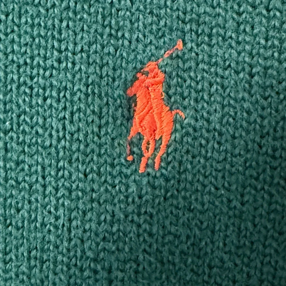 Polo Ralph Lauren Mens XXL Green Cotton Crewneck Sweater‎ Orange Pony Logo
